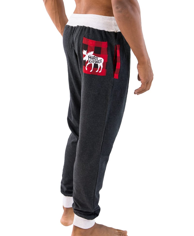 Lazy One Men's Jogger Sweatpants, Cozy, Warm, Pockets, Moose Caboose (Large) - Image 2